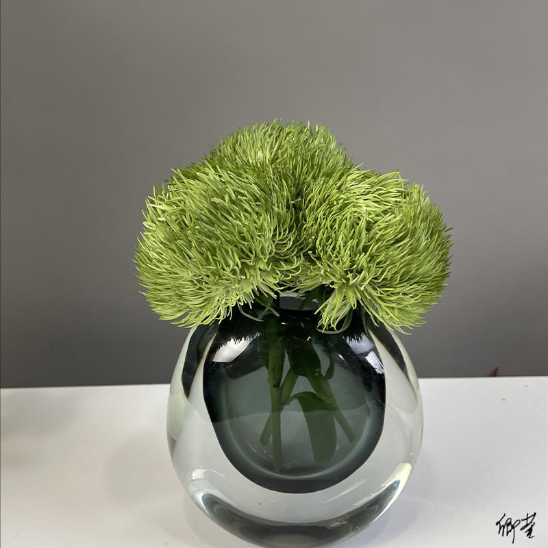 绿植绿石竹绿毛球花摆件处洽谈桌假花插花客厅餐桌人造花教室