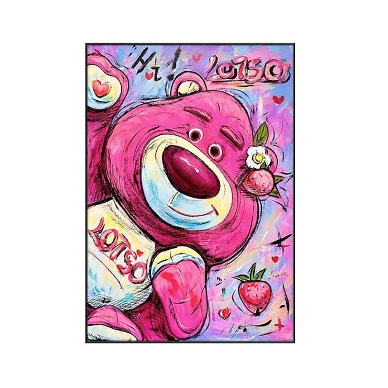 可爱草莓熊装饰画潮流卧室床头挂画房间摆画儿童房版画壁画,纺织面料/辅料/配套,纺织机械配件,淘宝优惠券,粉丝福利购,淘宝优惠卷