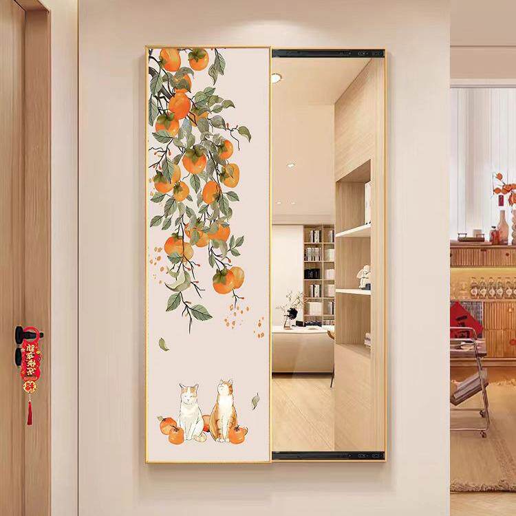 新中式玄关装饰画暖居走廊过道装饰壁画现代简约茶室挂画竖版墙画