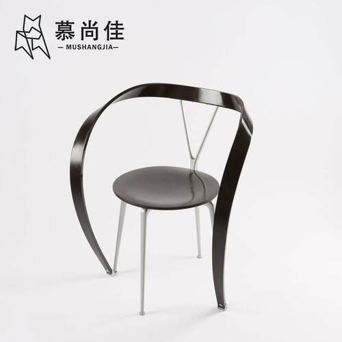 2I意式简约reverse客厅餐厅扶手餐椅轻奢接待异形单人休闲飘带椅
