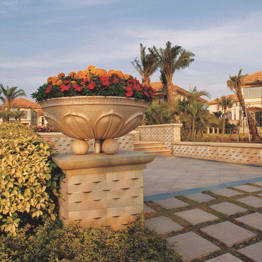 大型户外欧式花盆花园围墙门头花盆装饰树脂砂岩雕花庭院花钵装饰