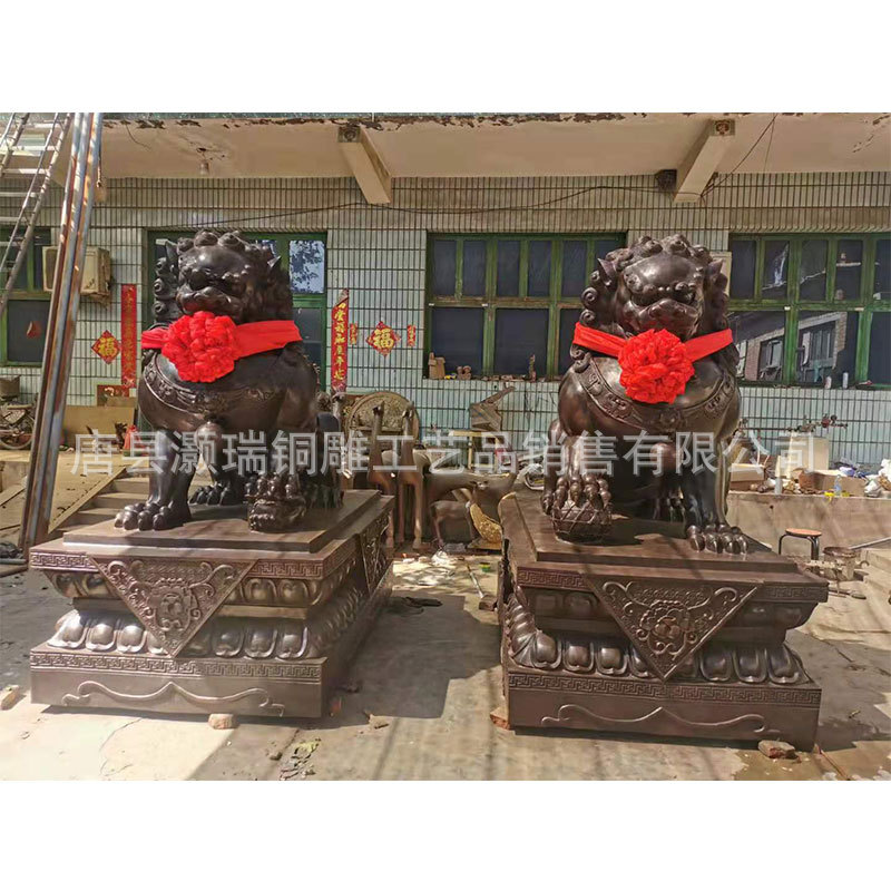 厂家生产仿古大铜狮摆件一对铜宫门狮公司酒店开业铜雕狮子雕塑