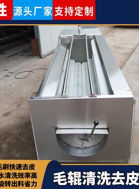 隆胜猪头毛辊清洗机自动出料猪蹄毛刷清洗设备多功能洗猪脚机器