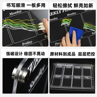 亚克力透明记事板留言板备忘桌面可擦写板家庭家用日亚克力冰箱贴