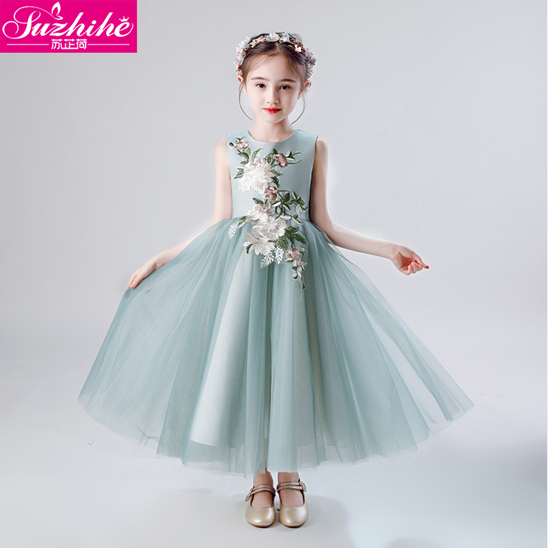 公主裙女童蓬蓬纱花童婚纱裙小女孩钢琴走秀主持人演出服儿童礼服