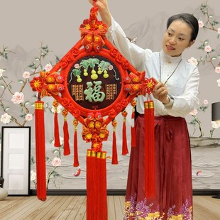 新款彩雕五福彩版八鱼八花款桃木中国结挂件新居入宅装饰新年房屋