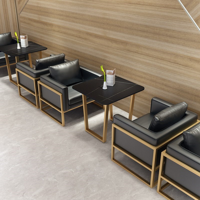 北欧酒吧清吧休息区咖啡厅休闲会客商用皮革茶餐厅沙发卡座餐桌椅