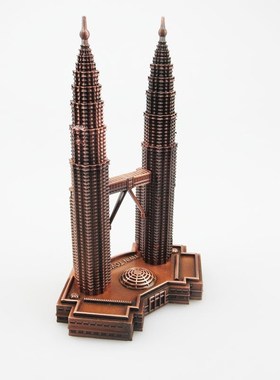 吉隆坡双子塔金属建筑模型摆件创意景区工艺品旅游纪念品毕业礼物