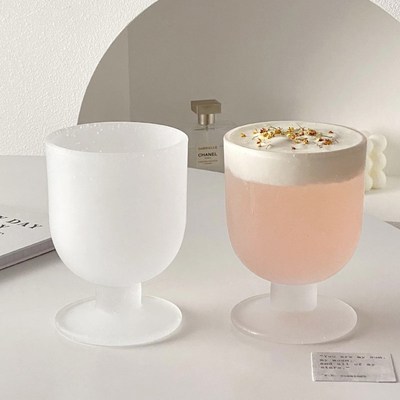 做旧磨砂高脚杯家用高颜值女生玻璃星空杯喝水果汁饮品鸡尾酒杯子