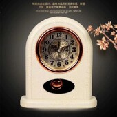 客厅桌面美式 摆件卧室创意摇摆复古台式 小型钟表家用座钟电子时钟