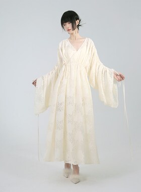 川故纵【】春季长袖抽绳交领新中式国风连衣裙(含内搭)