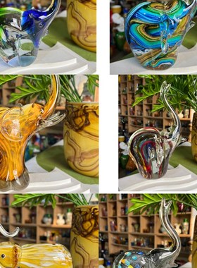 卡罗尔 Q大象合集手工琉璃创意家居装饰品摆件可爱彩色礼物