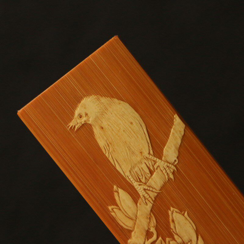 十几年老玉竹纯手工留青雕刻东阳名家戚挺飞本工推盖牙签盒文玩竹