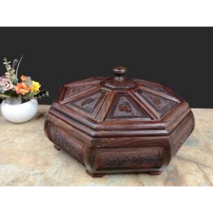 老挝大红酸枝八5实格固定角果YMW盘素面零瓜果盒家居食用点心盒