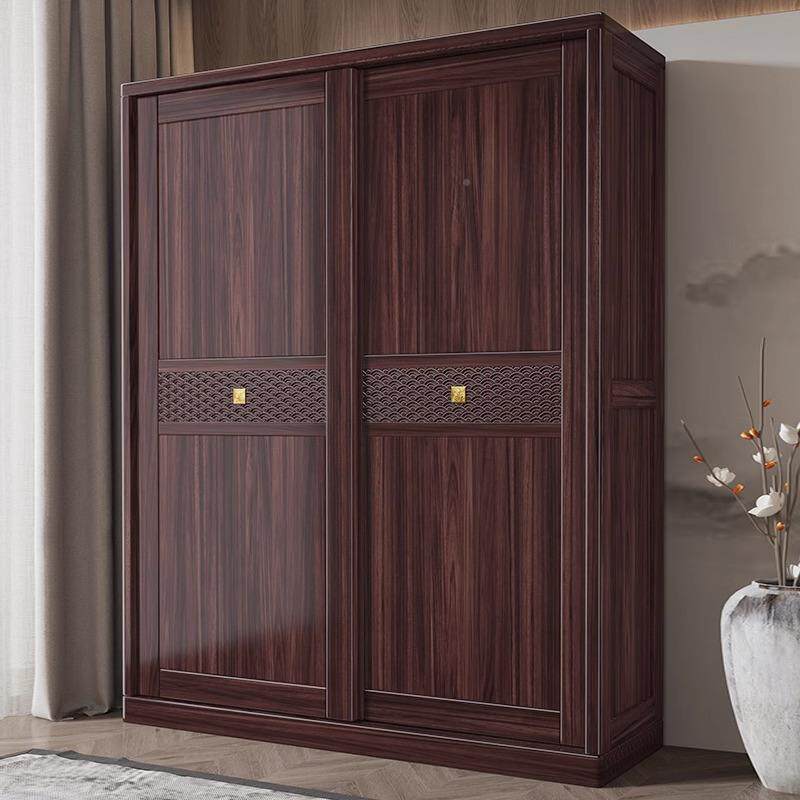 实木金衣新柜用中式乌木卧室推拉门衣柜收纳衣橱家简约落GD-860推