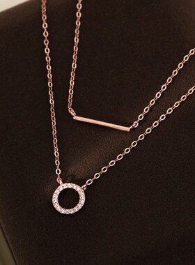 一字双层叠戴项链女2022年新款潮夏小众设计感锁骨链高级感项链