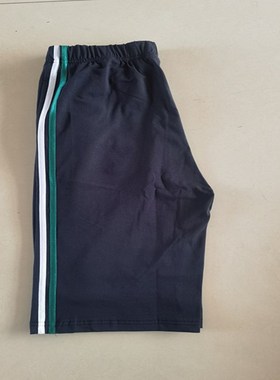 中小学生夏季新款深蓝色休闲短裤子墨绿杠加白杠宽松校服可定做