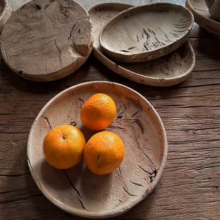 铁栎木树瘤风化木果盘老木头实木原木盘子茶空间茶室小盘瓜子盘