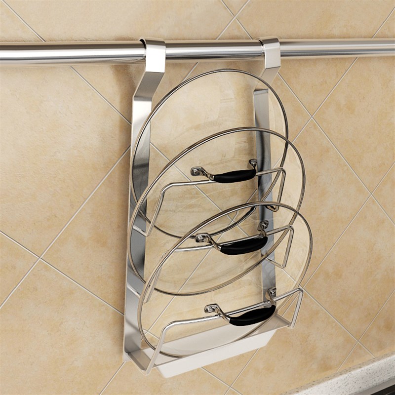 锅盖架 壁挂 壁挂式 厨房不锈钢多功能家用墙上打孔 免打孔置物架