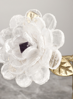 北欧轻奢黄铜连理枝发财树摆件天然水晶花酒店别墅客厅玄关软装饰