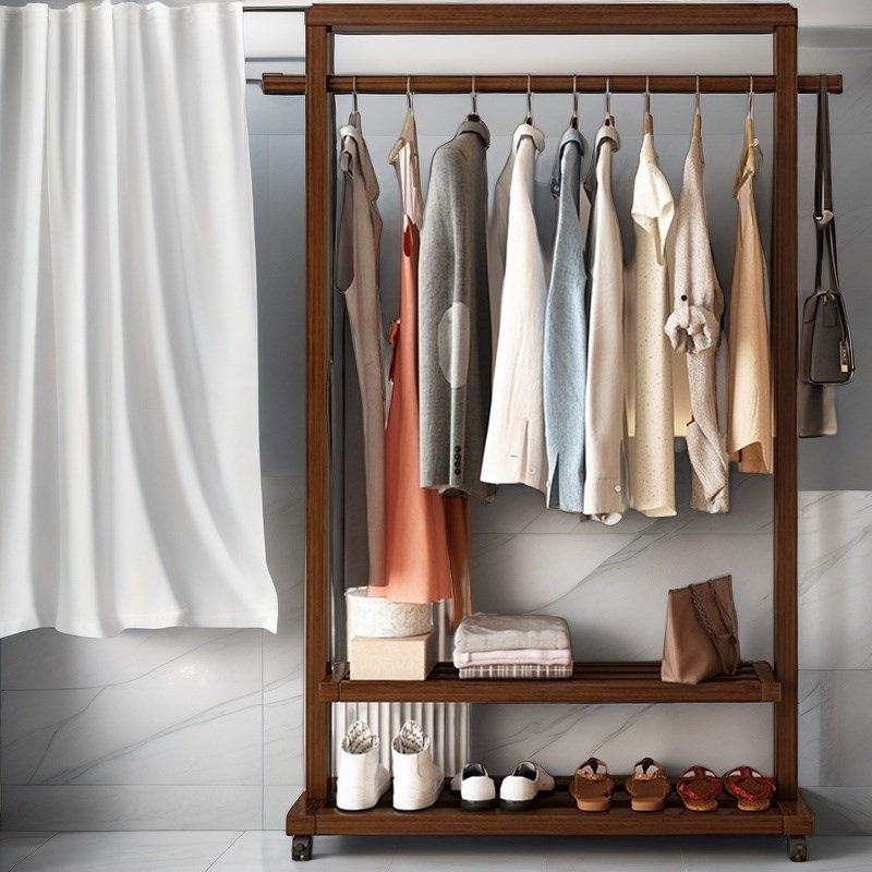 【热销中】衣帽架落地卧室衣服架可移动挂衣架可移动多功能入户门