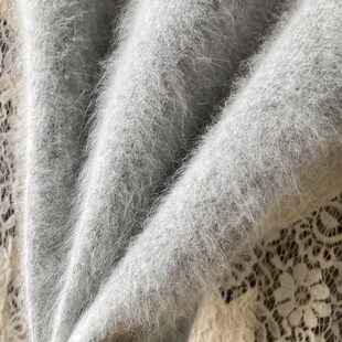 004ding级拉毛兔毛兔绒御寒百搭使用叠穿浅灰色背心针织毛衣