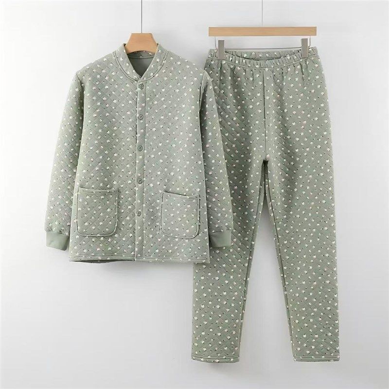 中老年女纯棉开衫保暖衣套装妈妈加肥宽松版三保暖家居服睡衣睡裤,女士内衣/男士内衣/家居服,睡衣/家居服套装,淘宝优惠券,粉丝福利购,淘宝优惠卷