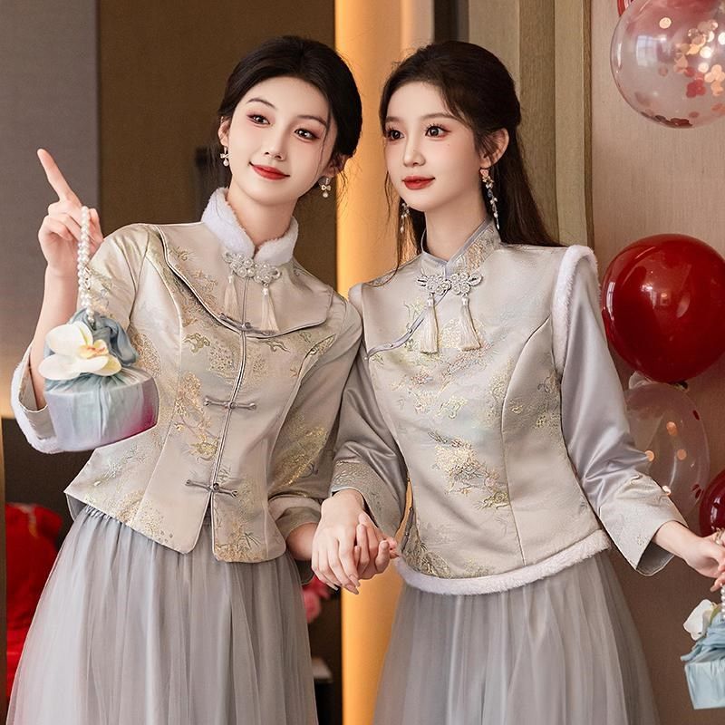 中式伴娘服女2025新款小个子礼服春季加厚保暖高级感姐妹团伴娘裙,女装/女士精品,礼服/晚装,淘宝优惠券,粉丝福利购,淘宝优惠卷