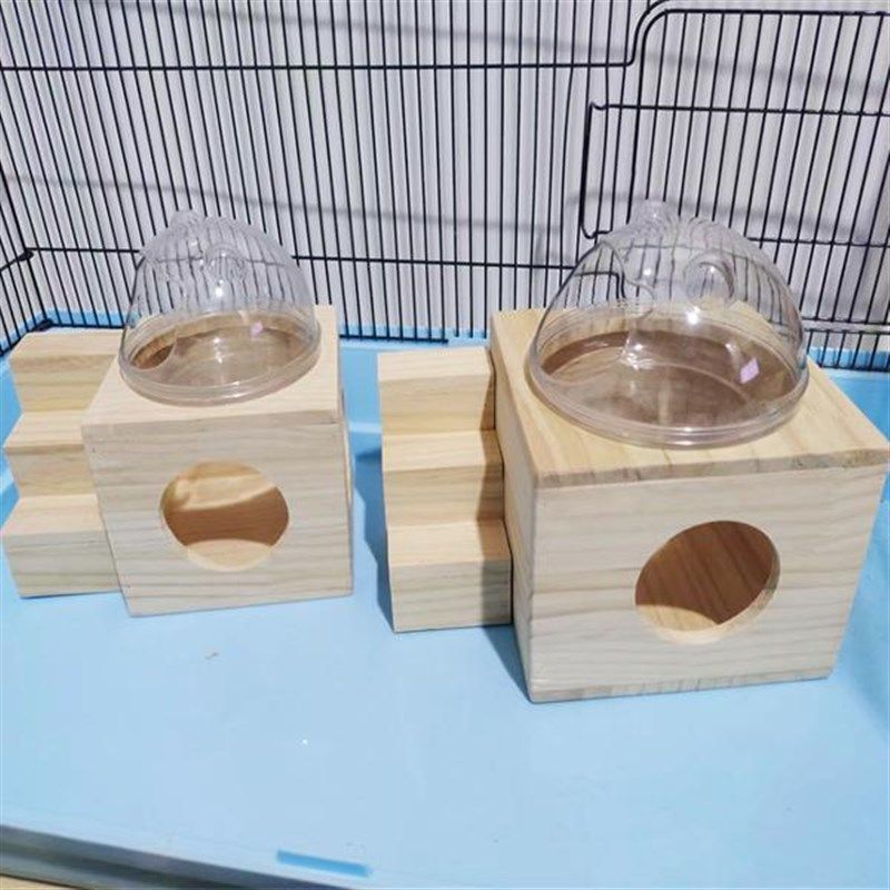仓鼠实木浴室楼梯一体木屋金丝熊透明躲避窝笼子搭配DIY造景用品
