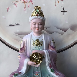 新款仿白瓷无生老母像体真身凤冠无极老母梨山骊山老母佛像摆件