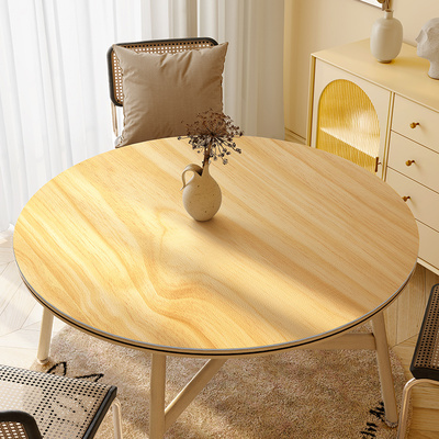 木纹圆桌桌布防水防油防烫免洗圆形桌垫pvc原木餐桌垫茶几垫