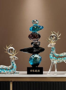 金箔水晶时来运转摆件酒柜电视柜装饰客厅玄关办公室乔迁新居礼品