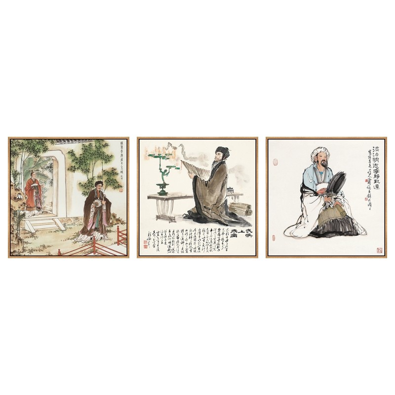 诸葛亮画像孔明人物水墨画餐厅挂画新中式客厅装饰画书房玄关画正