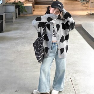 女童毛衣开衫2025春秋装新款儿童春装宽松上衣洋气中大童时髦外套