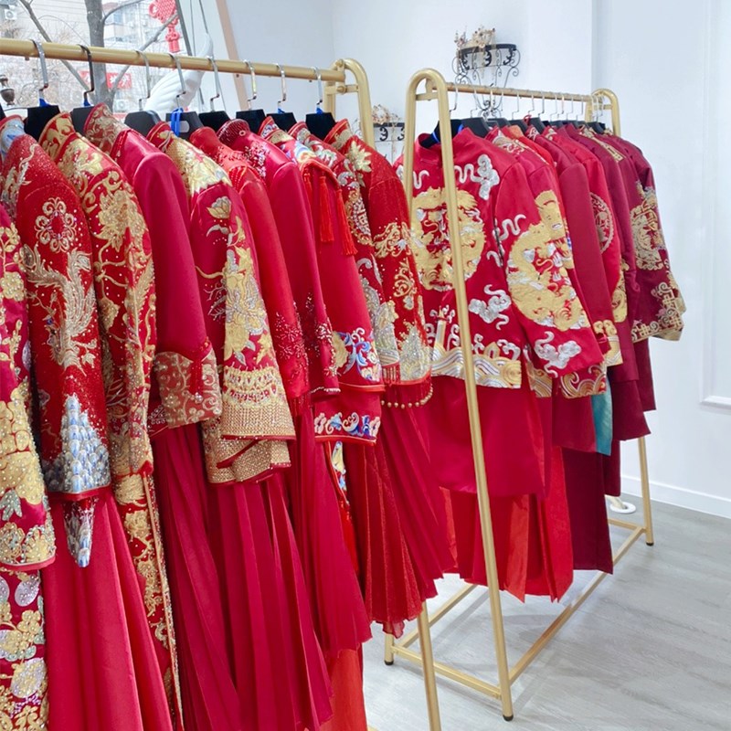 简约中式秀禾架礼服馆展示架婚纱服装展示架