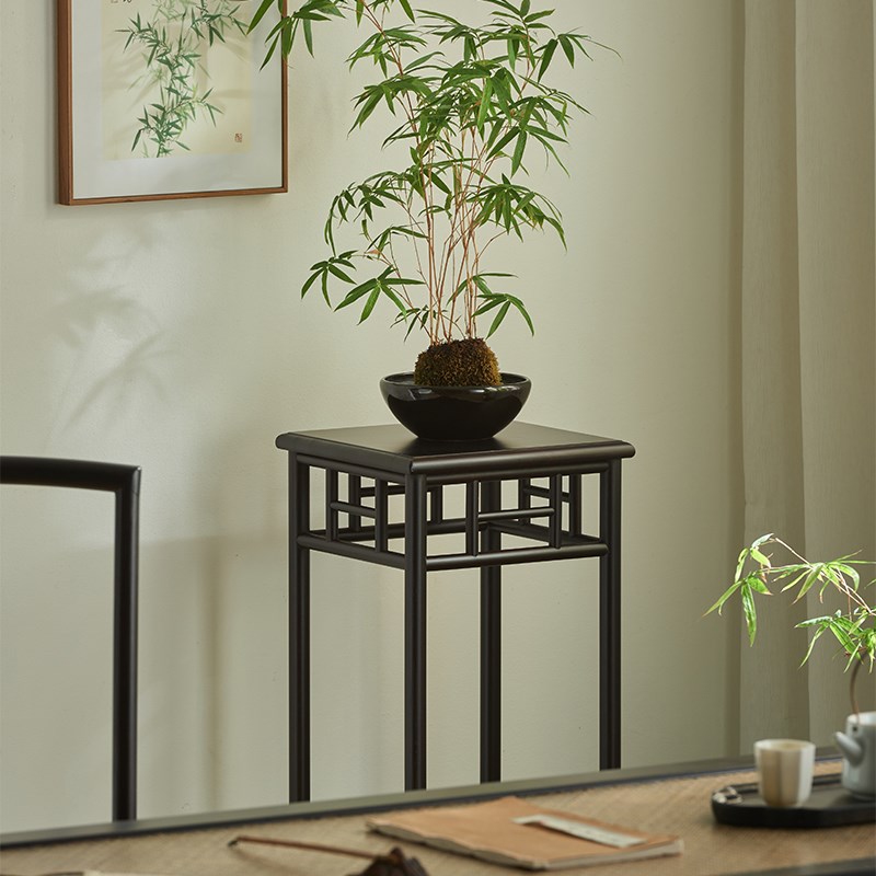 花架子置物架实木新中式复古花盆架室内落地中古摆件盆景架高花台