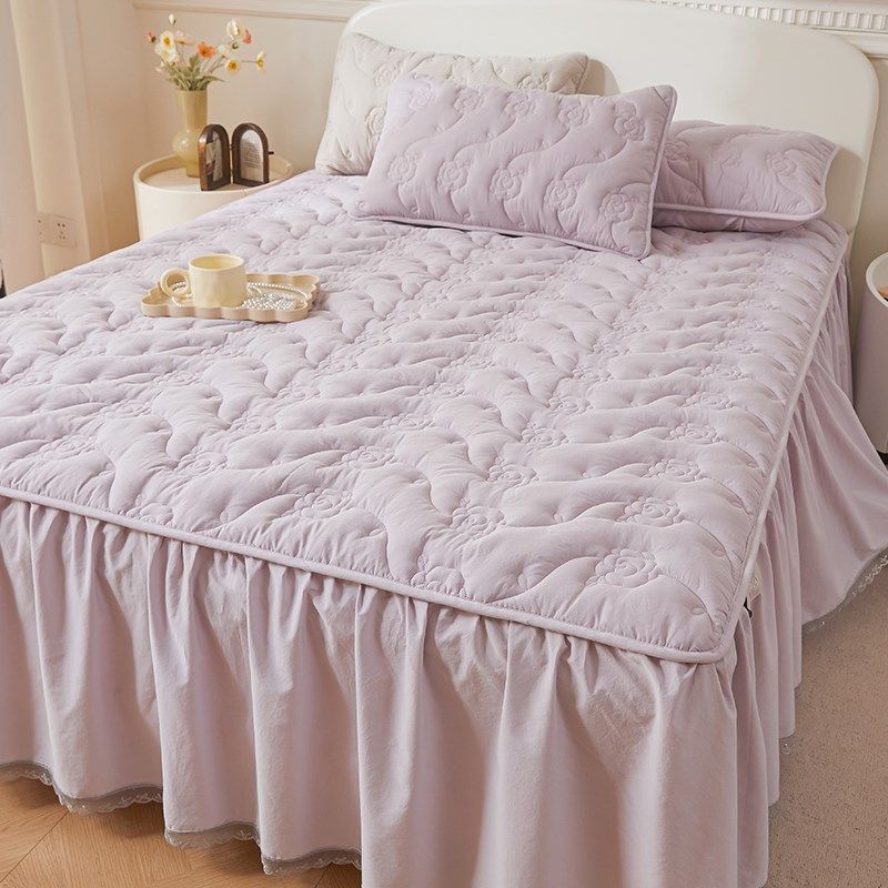 A类全棉床裙单件加厚夹棉公主风纯水洗棉防滑床罩带裙边四季通用,床上用品,床裙,淘宝优惠券,粉丝福利购,淘宝优惠卷