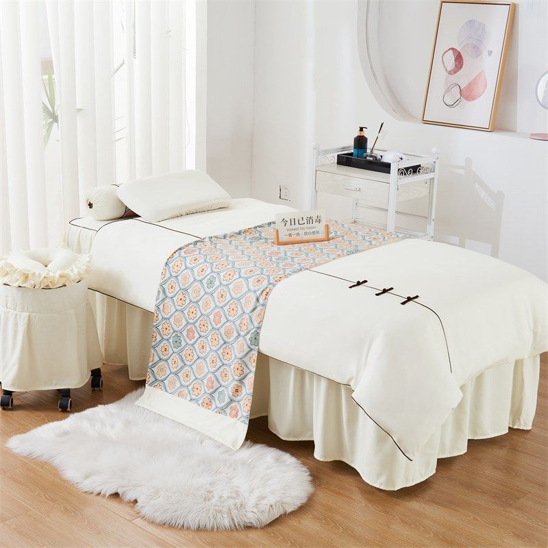 诗娜朵新款轻奢美容床罩四件套中国风中式美容套件四季款可印logo