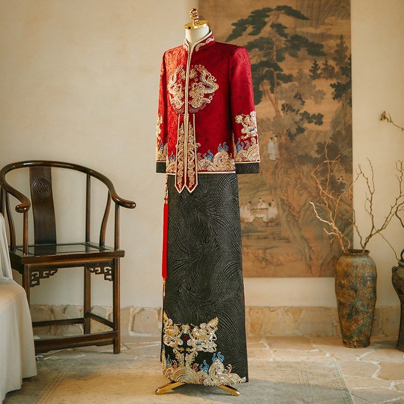 秀禾服男生2024新款中式结婚新郎高级礼服唐装婚服男士龙凤褂秀和,男装,秀禾服,淘宝优惠券,粉丝福利购,淘宝优惠卷