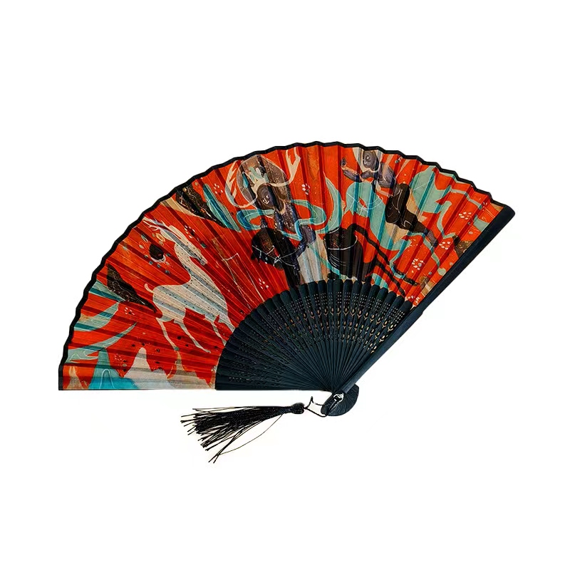 敦煌元素折扇团扇宫扇舞蹈扇子汉服配饰圆形中国风蒲扇旗袍夏季礼