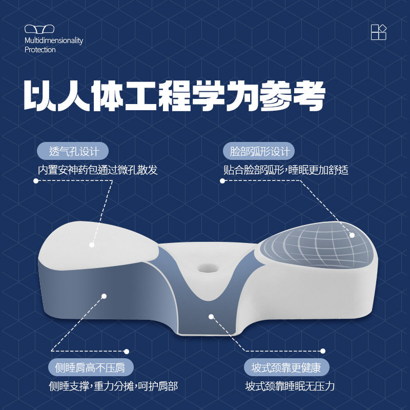 枕头护颈椎助睡眠专用睡眠枕颈椎枕睡觉打呼噜神器记忆棉枕芯单人