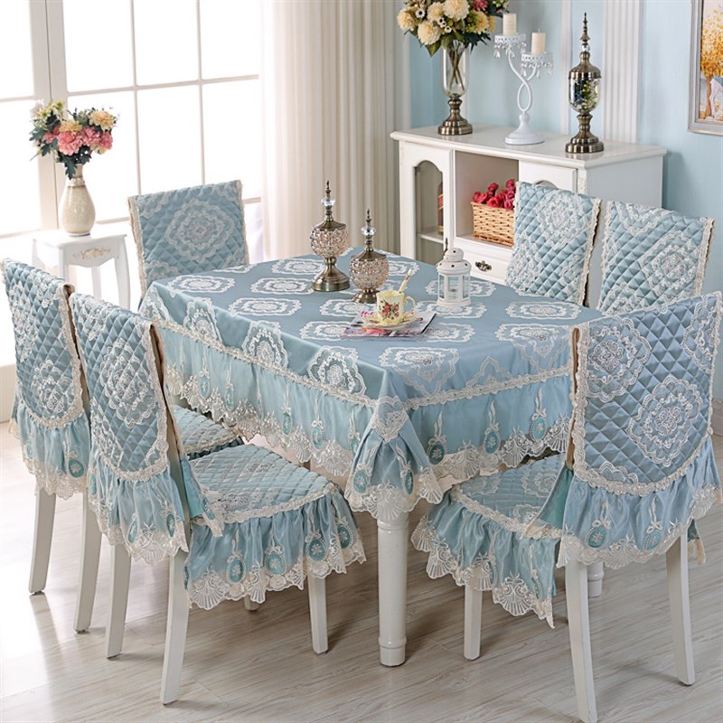 桌布田园餐桌布椅垫椅套蕾丝布艺台布茶几布圆桌方桌布套装 欧式