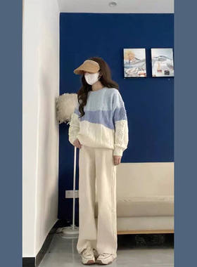 女童秋冬套装2024新款学院风毛衣12岁13中大童15洋气针织衫宽松潮