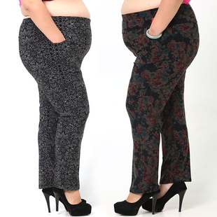 子 外穿保暖休闲裤 秋冬中老年女200斤胖妈妈加绒裤 加肥加大女裤