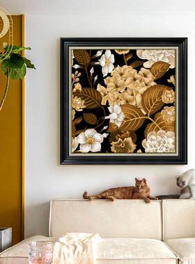 厅复古花卉装饰画法FM769155式古风欧式餐式画美挂画玄关沙发中背