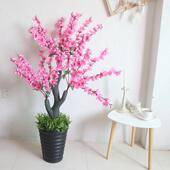 惠特仿真桃花树拍DUM桃花树型粉色仿真植物装 饰假花戏摄影大1米