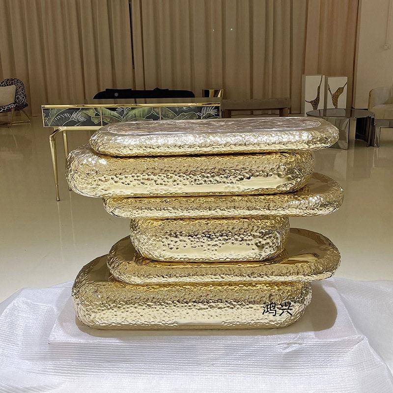 意式轻奢别铜玄关端墅家用台创意现简约靠墙HX250908艺黄术入户端