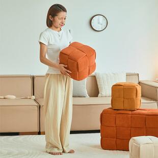 矮凳发家用沙布儿艺小方凳童板实木换鞋凳子网803红创意魔方凳脚