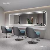 发廊美发发店镜台剪大通带LGF灯横挂网红理发店镜单潮面壁挂专用