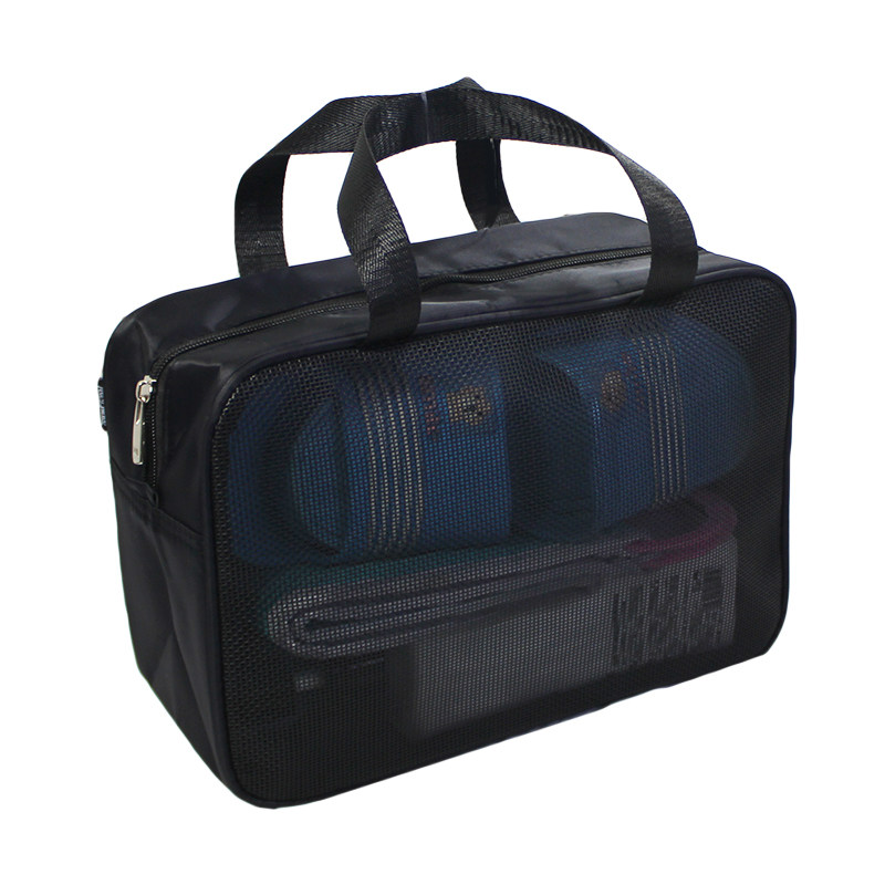 网眼洗漱包旅行多功能黑色漏水健身洗澡包料沐浴透水手提男洗浴包